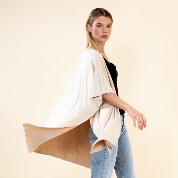 Yana K | Milan Open Front Comfy Lagenlook French Terry Cardigan Mocha | OS - Picture 2 of 13